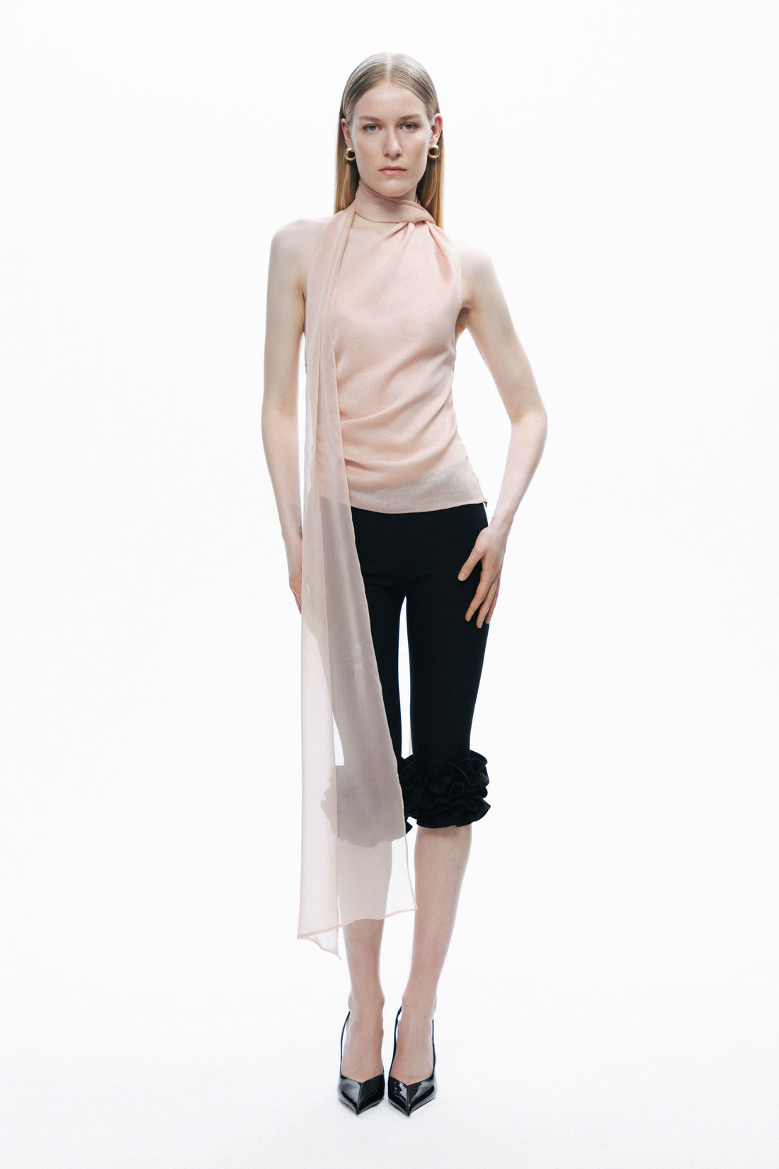 Powder Shawl-Inspired Open Back Blouse