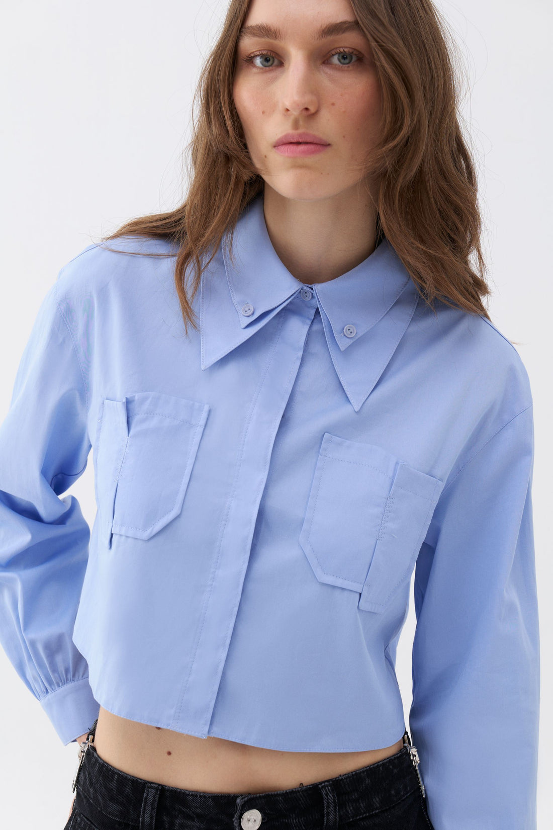 Double Collar Cotton Button-Up Shirt (Final Sale)