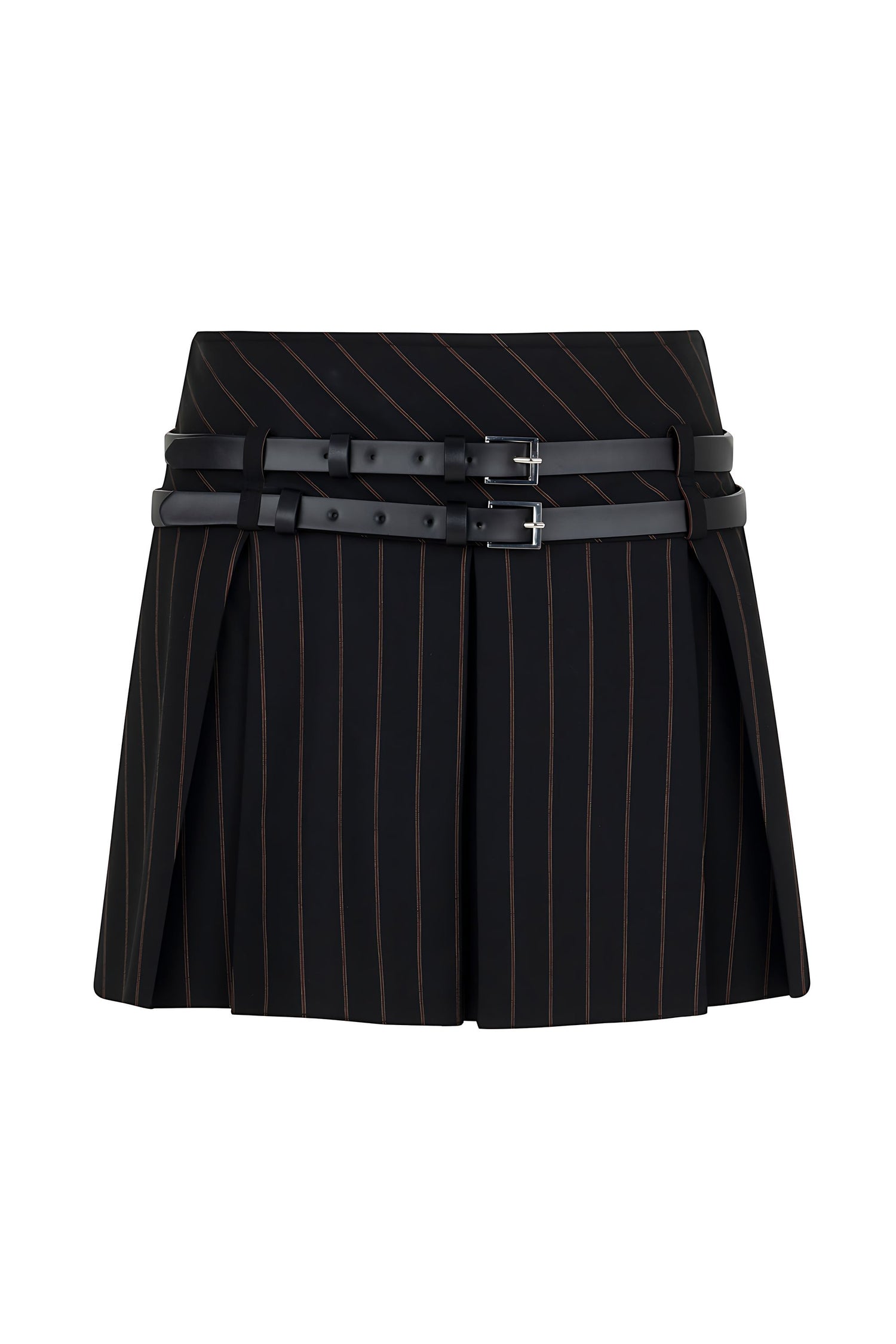 Double Belted Pleated Mini Skirt (Final Sale)