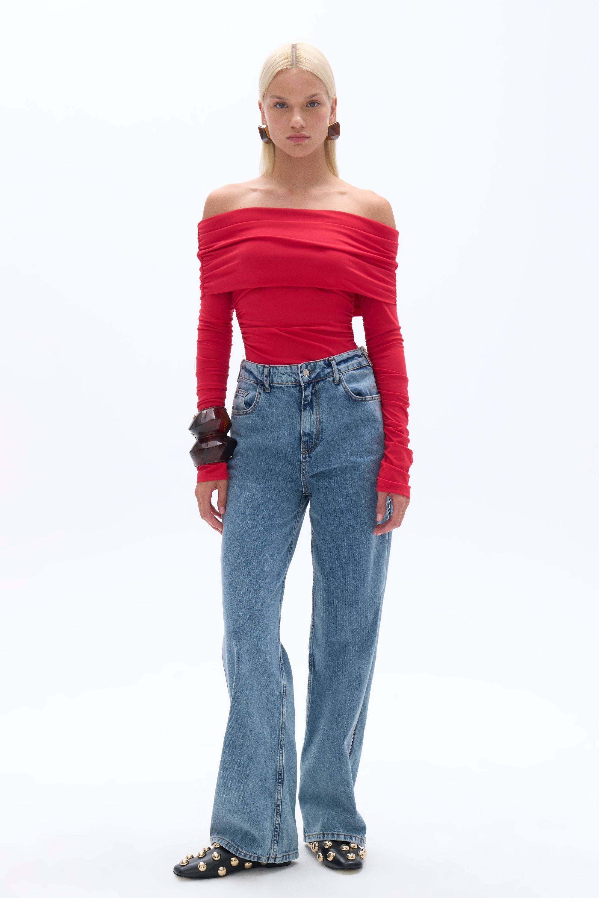 Off Shoulder Blouse with Ruffle Detail (Final Sale)