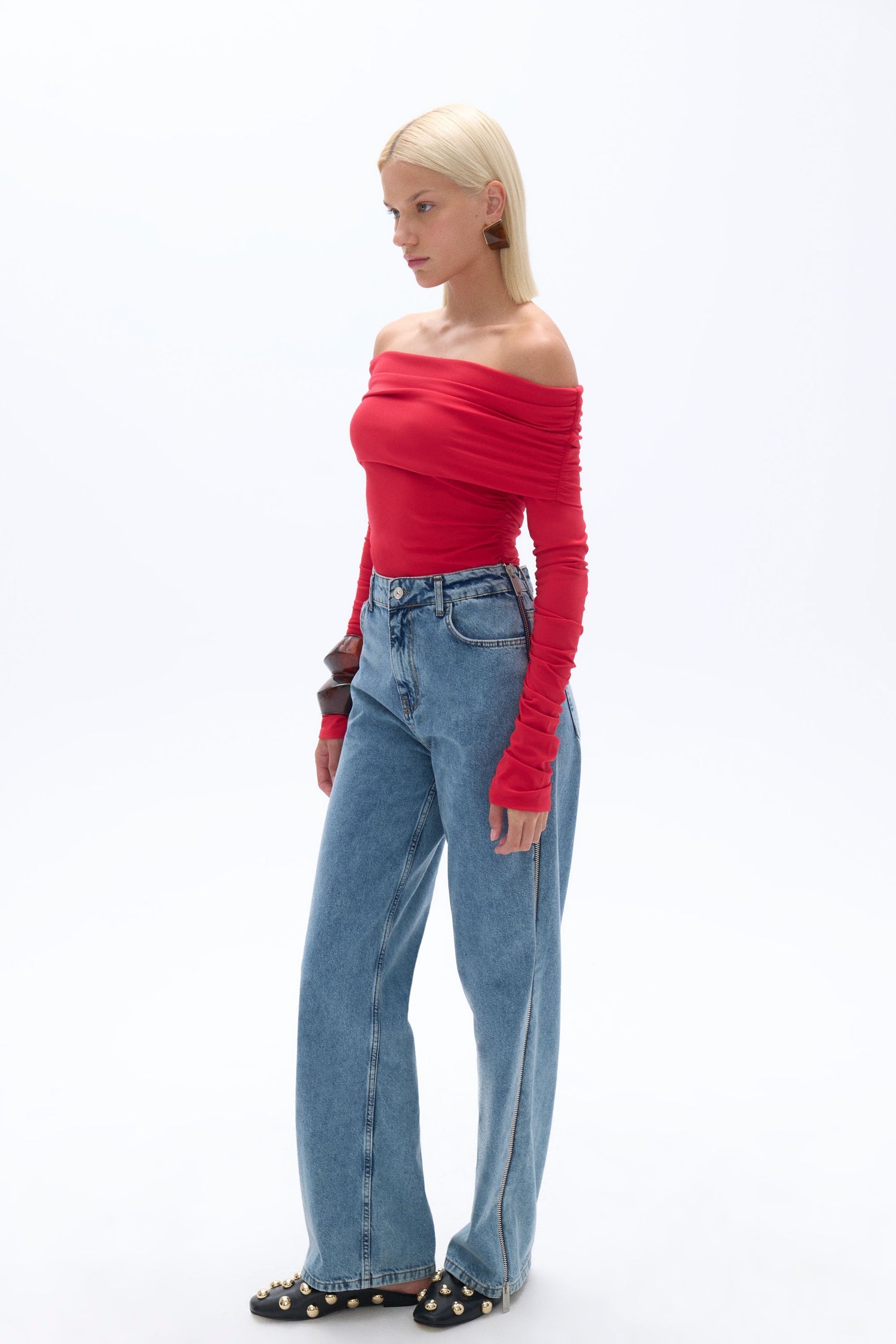 Off Shoulder Blouse with Ruffle Detail (Final Sale)