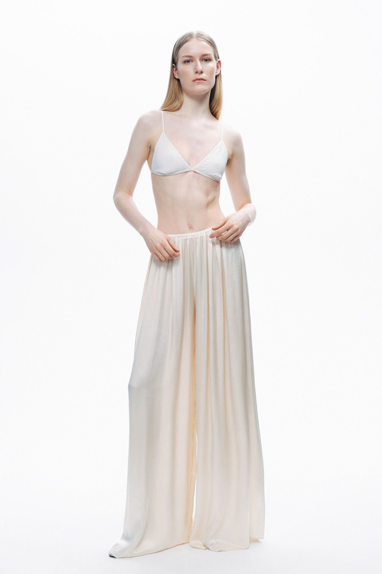 Powder Pink Flowy Wide-Leg Pants