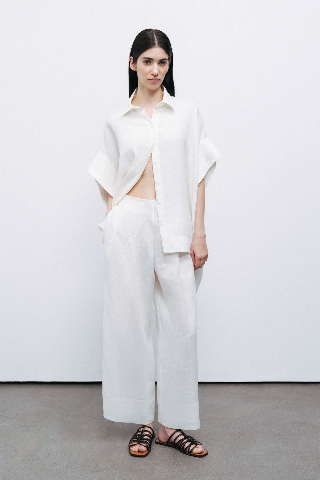 Ecru Flowy Linen Shirt
